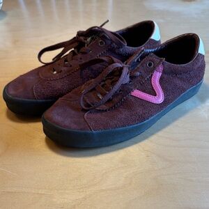 Brown and Pink Suede vans sneakers